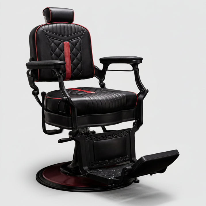 Rio Black and Red Vintage Style Barber Chair
