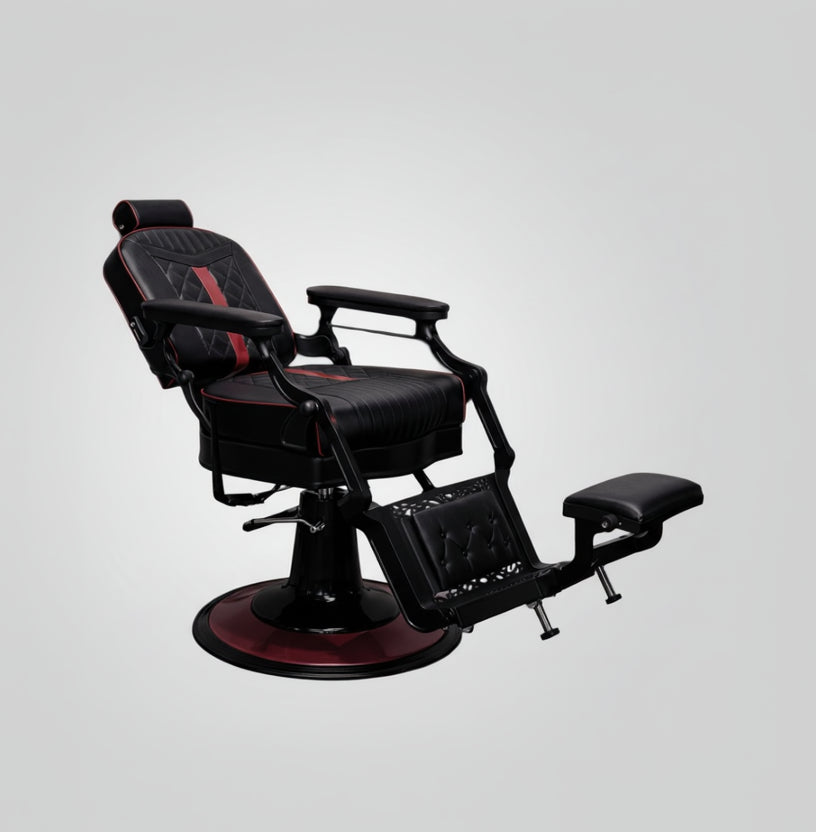 Rio Black and Red Vintage Style Barber Chair