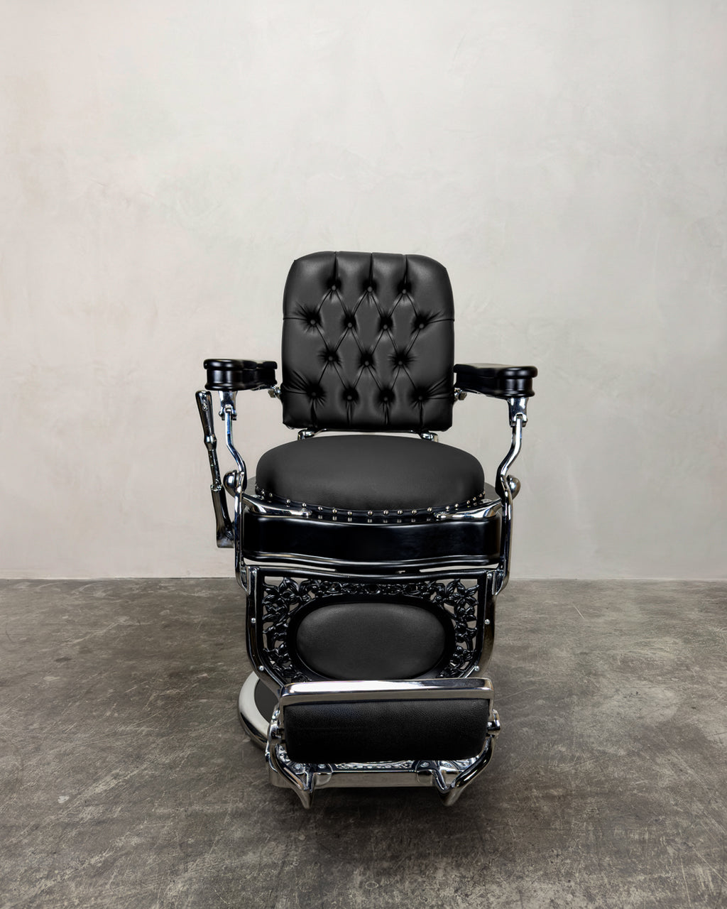 Vintage 1920’s Theo A Kochs Barber Chair - Black on Chrome