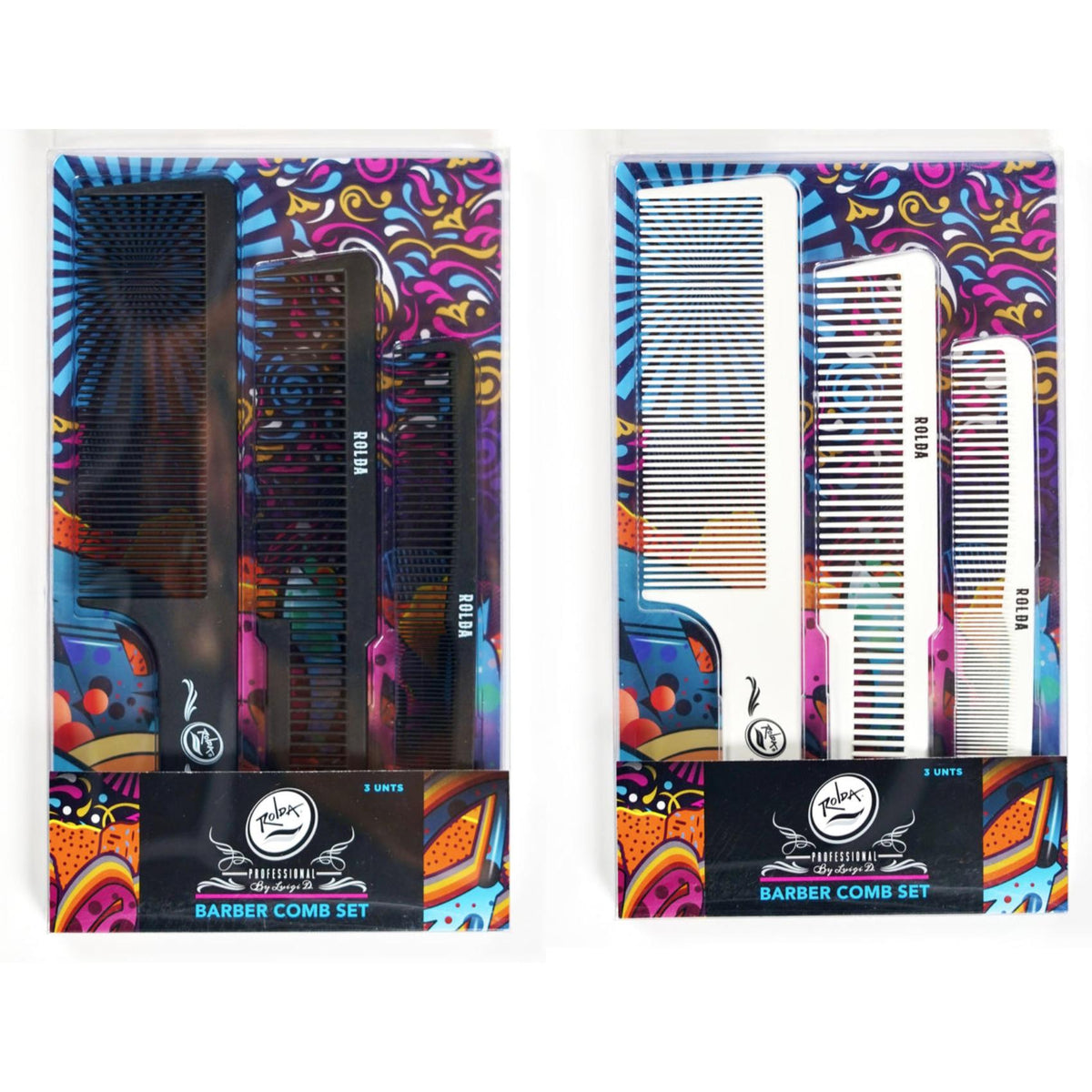 Rolda Barber Hair Styling Comb Kit - 3pk