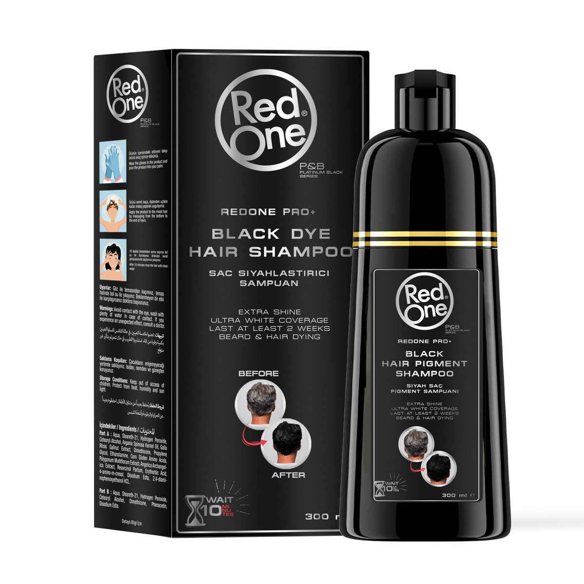 Red One Black Dye Hair Shampoo 300ML/10.14OZ