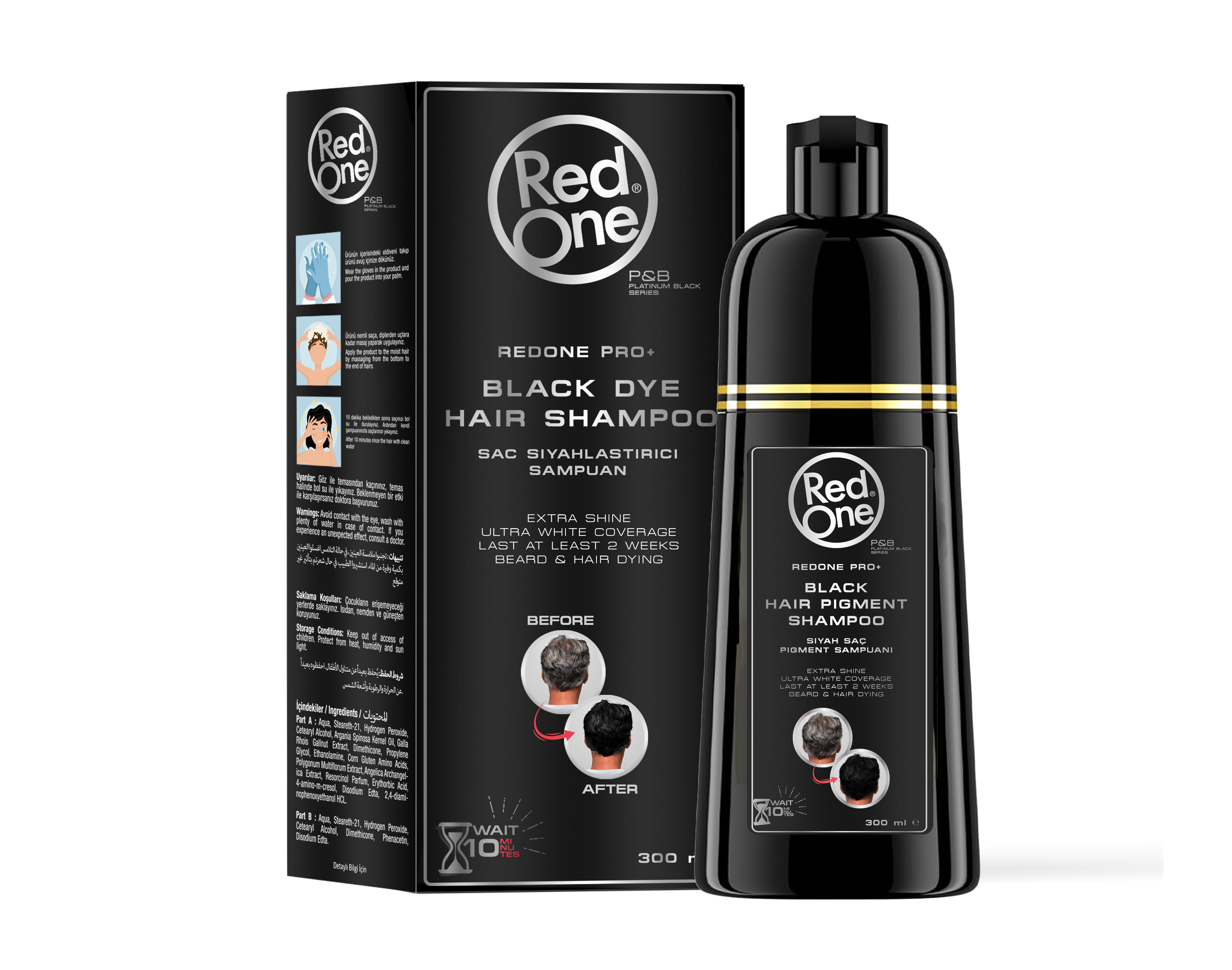 Red One Black Dye Hair Shampoo 300ML/10.14OZ