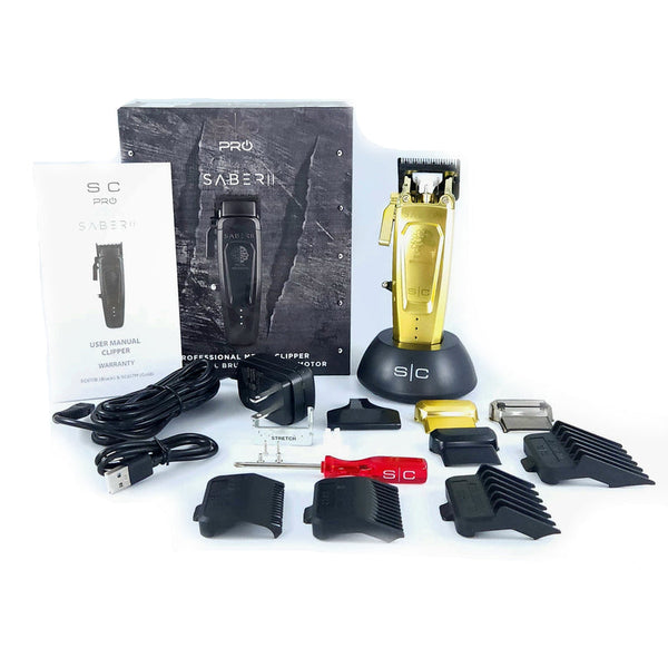 StyleCraft Saber 2.0 Cordless Modular Clipper w/ High-Torque Digital Brushless Motor - Gold