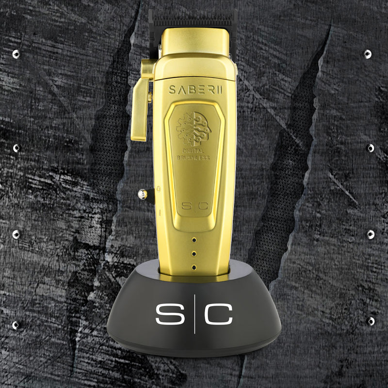 StyleCraft Saber 2.0 Cordless Modular Clipper w/ High-Torque Digital Brushless Motor - Gold