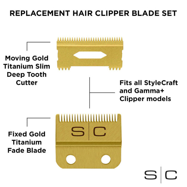 StyleCraft Gold Fade Replacement Clipper Blade + Cutter