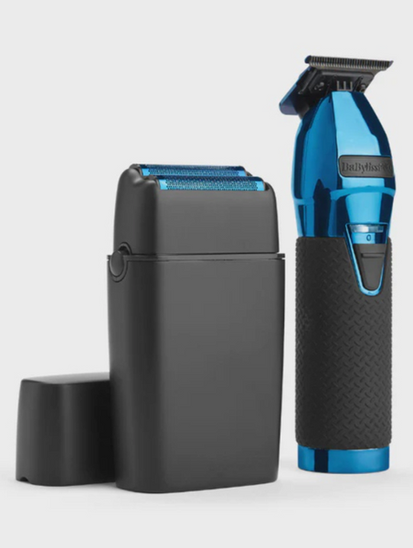 BaBylissPRO LimitedFX Black & Blue Trimmer and Double Foil Shaver Set