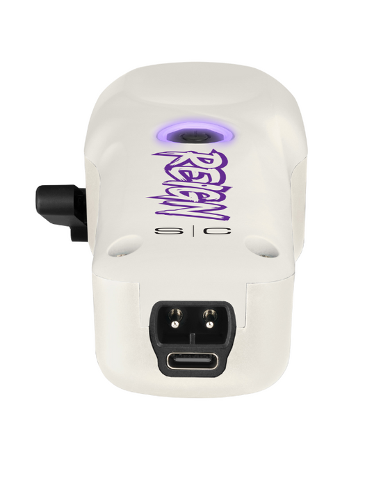 White electronic device with 'Reev' branding on a white background