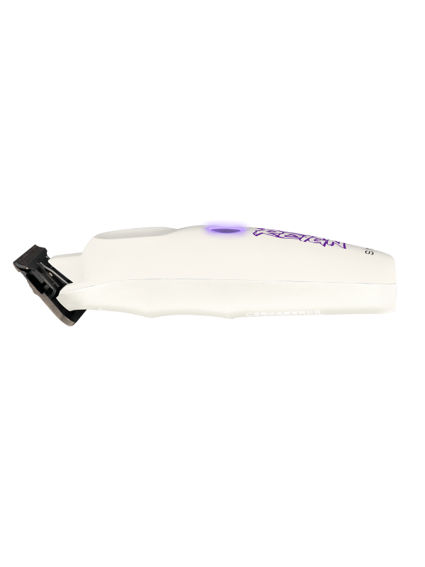 White hair clipper with black clip on a white background