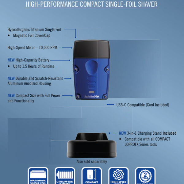 BaBylissPRO LO-PROFX Compact Series Single Foil Shaver
