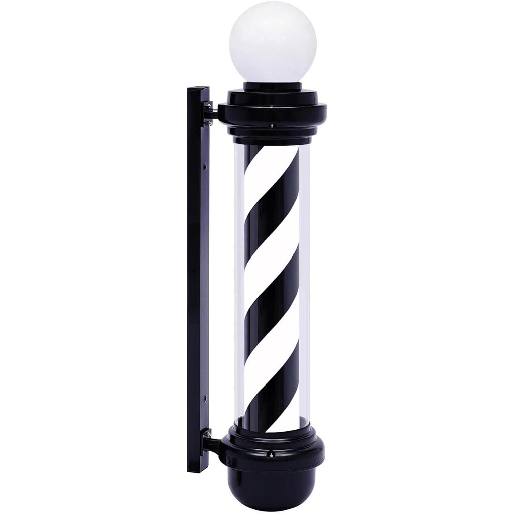 LED Barber Pole (Black/White Stripes) w/ Globe