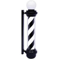 LED Barber Pole (Black/White Stripes) w/ Globe