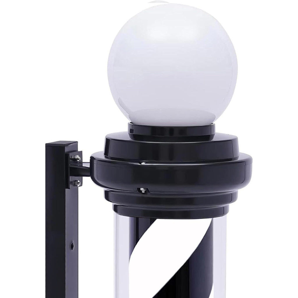 LED Barber Pole (Black/White Stripes) w/ Globe
