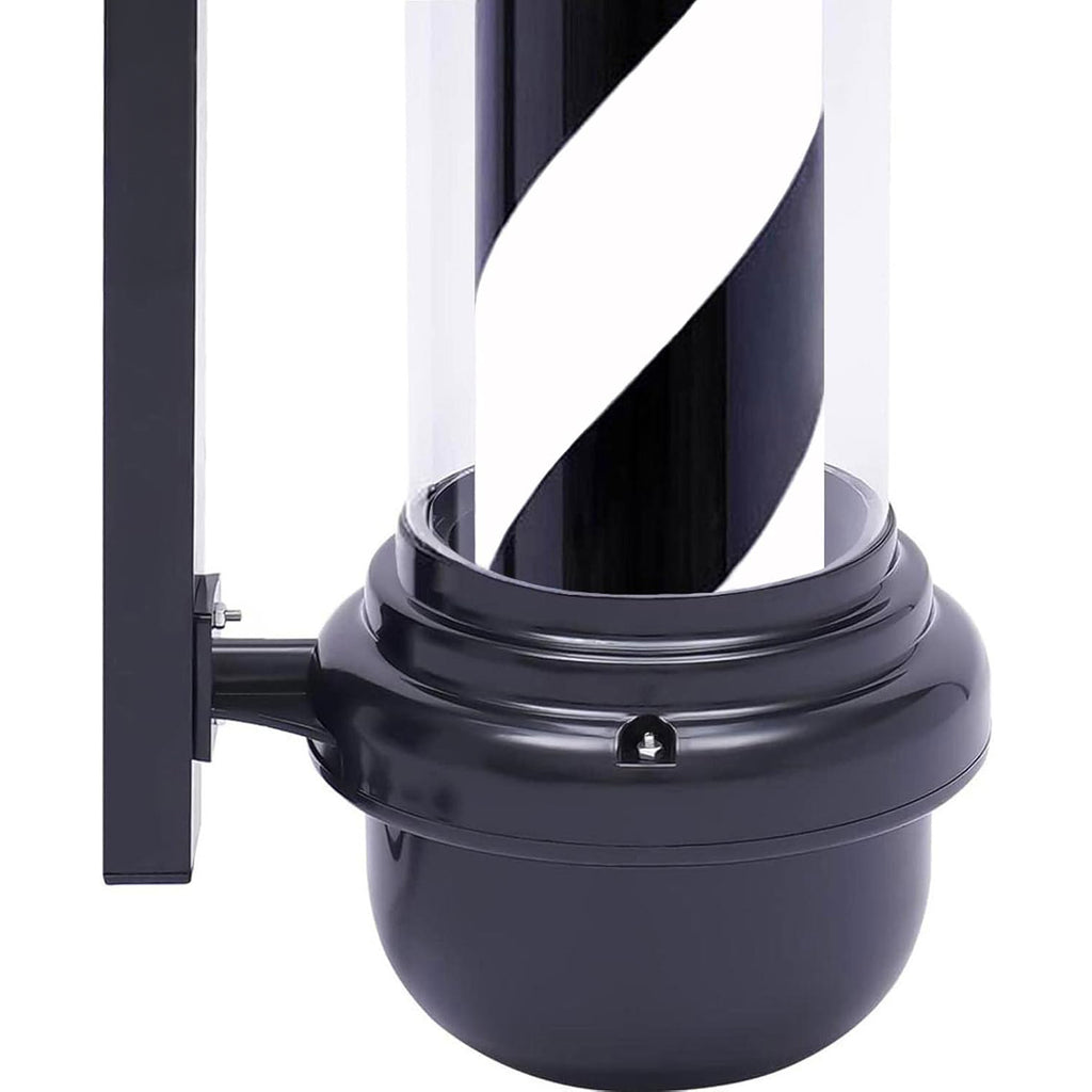 LED Barber Pole (Black/White Stripes) w/ Globe