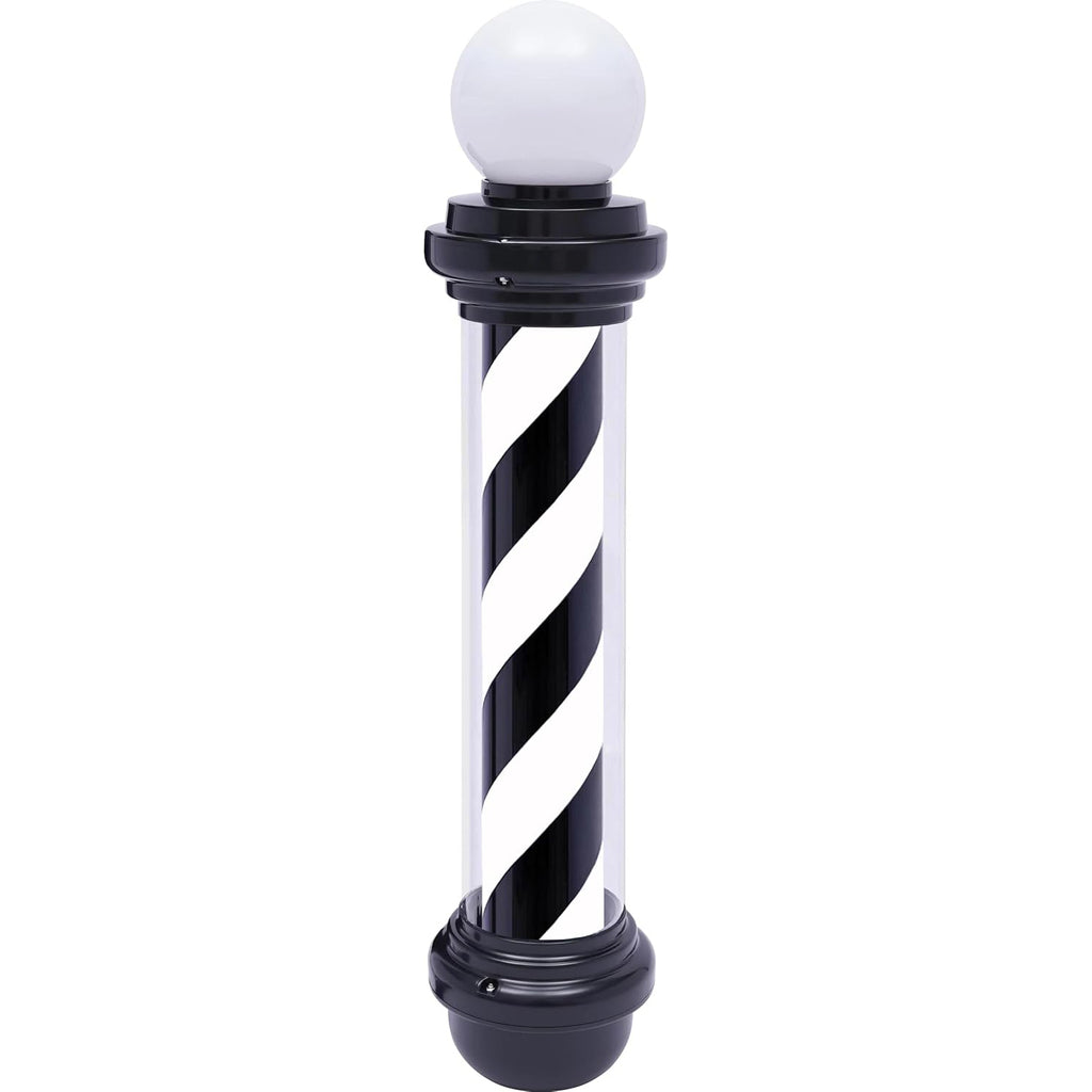 LED Barber Pole (Black/White Stripes) w/ Globe