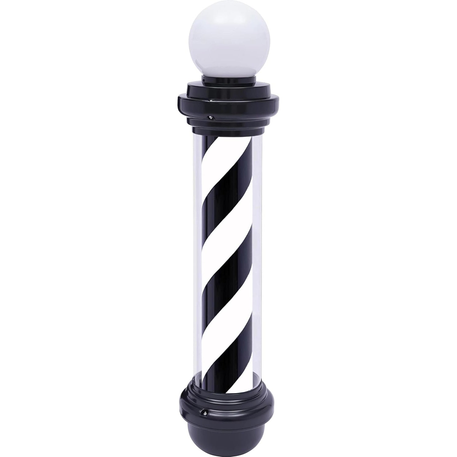 LED Barber Pole (Black/White Stripes) w/ Globe