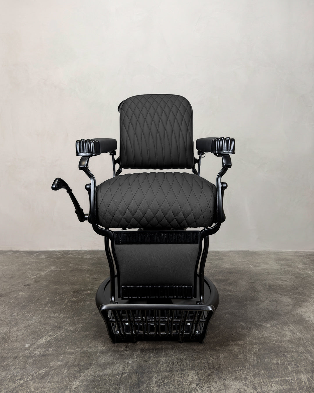 Vintage Koken Barber Chair - Matte Black with Alsace Stitching