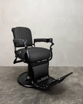 Vintage Koken Barber Chair - Matte Black with Alsace Stitching