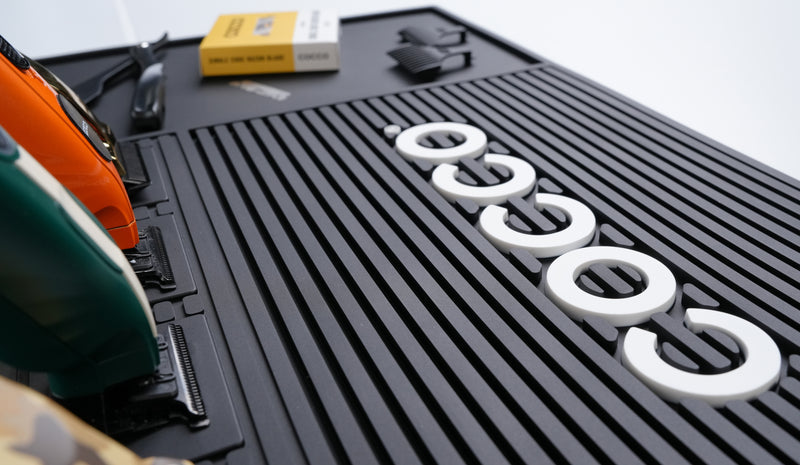 Cocco barber mat tool slots and raised logo