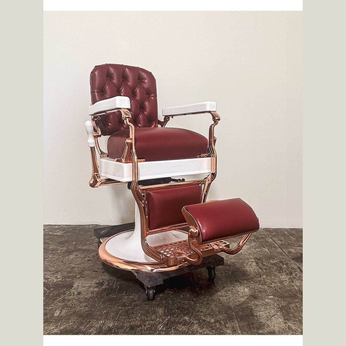 Vintage Koken Barber Chair - Copper on Red