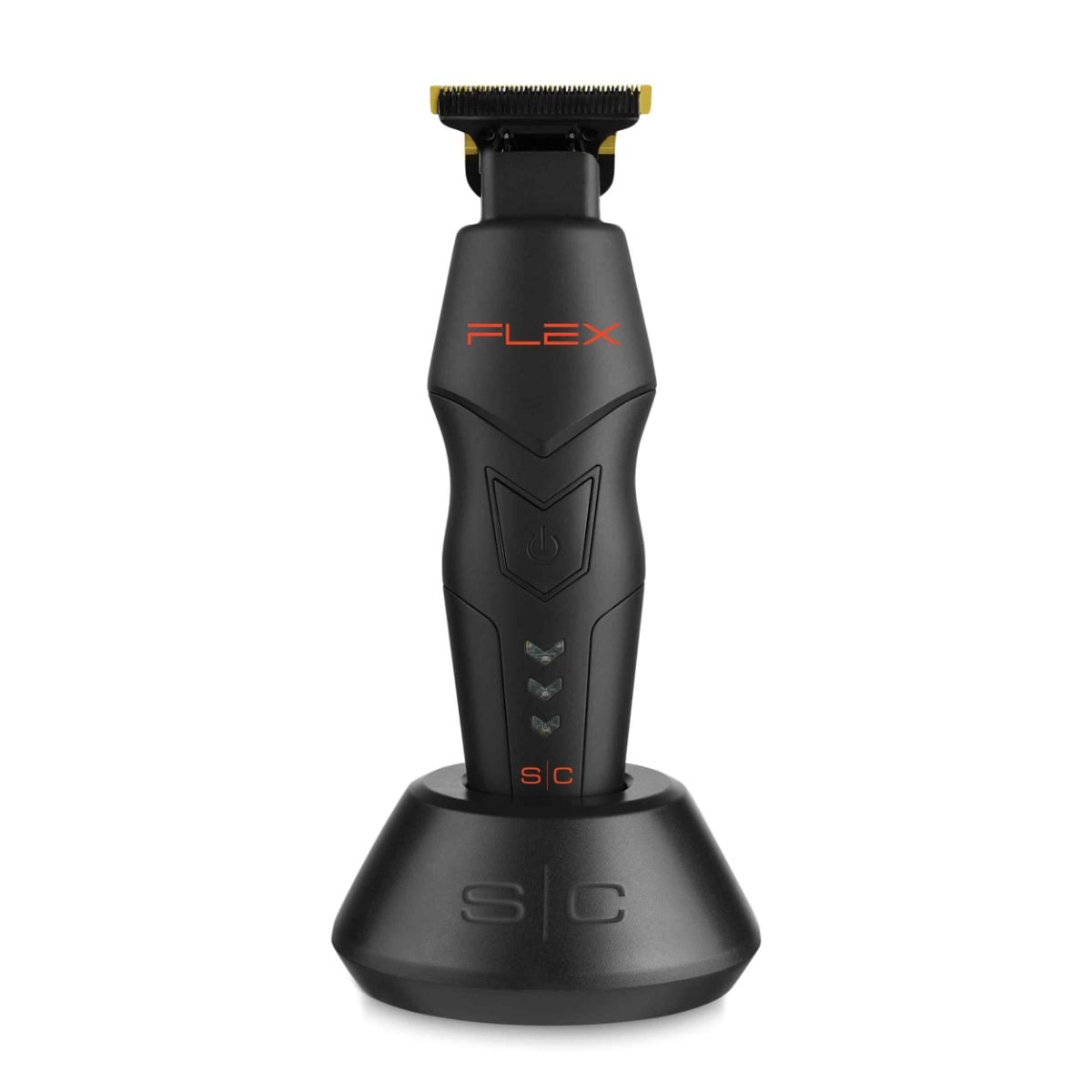 Flex Trimmer with with Super-Torque Motor with black lid in charging base.