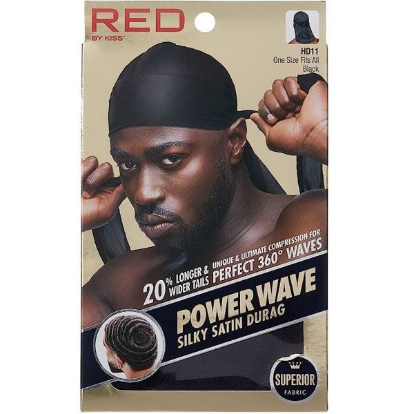 Red by Kiss Power Wave Silky Satin Durag [Black #HD11]