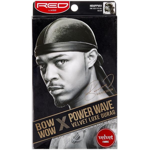 Red by Kiss Bow Wow X Power Wave Velvet Luxe Durag [Black #HD71]