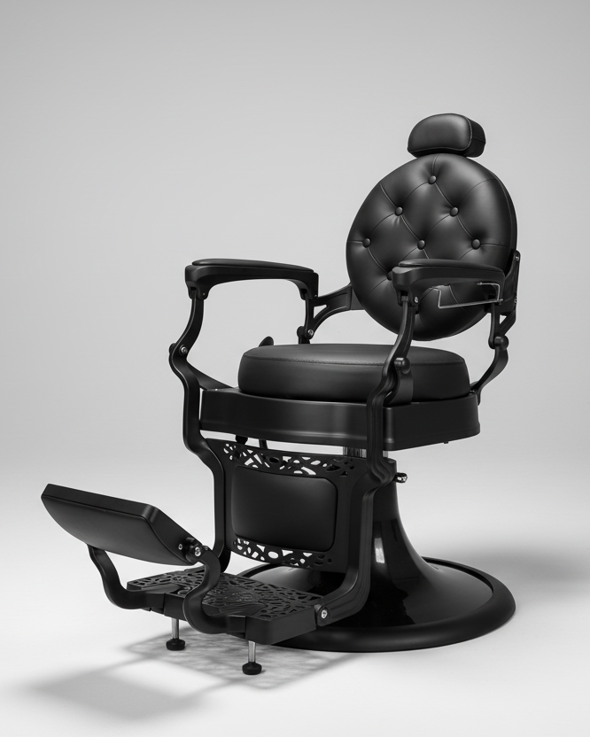 ONYX 2.0 Vintage Style Barber Chair - Matte Black