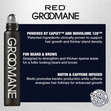Groomane product with text about hair growth benefits on a gray background