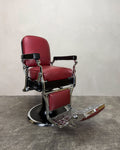Vintage Koken Barber Chair - Matte Black on Red