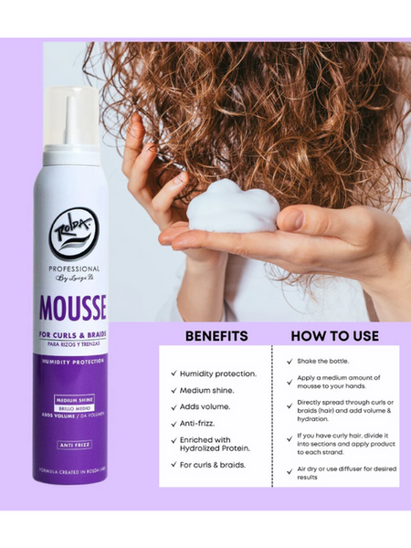 Rolda - Hair Mousse for Curly Hair & Braids 6.76oz | 200ml