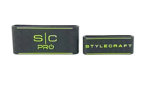 StyleCraft Pro Barber Hair Clipper and Trimmer Grip Band Set of 2 in Black|Green