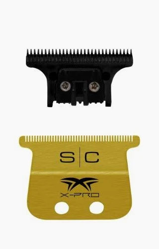 StyleCraft Replacement Fixed Gold Titanium X-Pro Wide Hair Trimmer Blade with Black Diamond Carbon DLC THE ONE Cutter Set