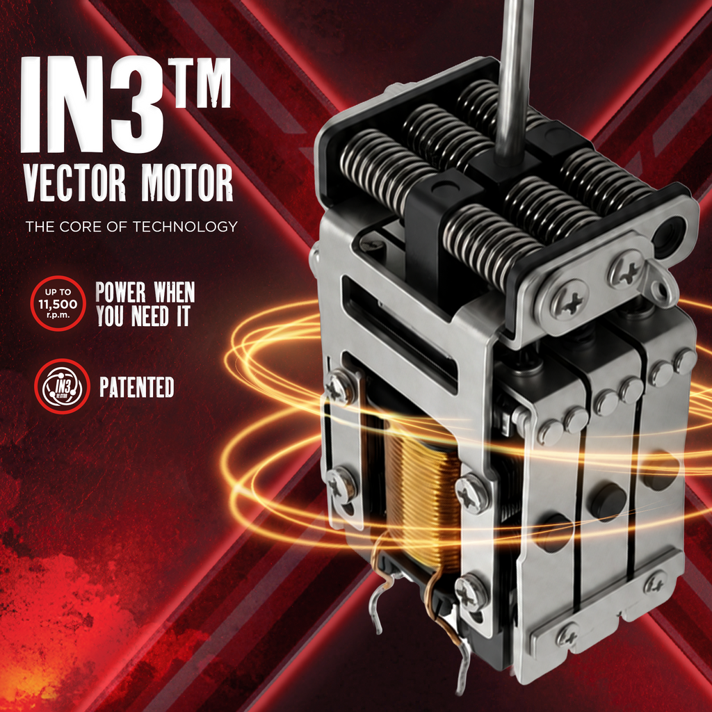 IN3 vector motor assembly for cordless trimmer with visible spring coils