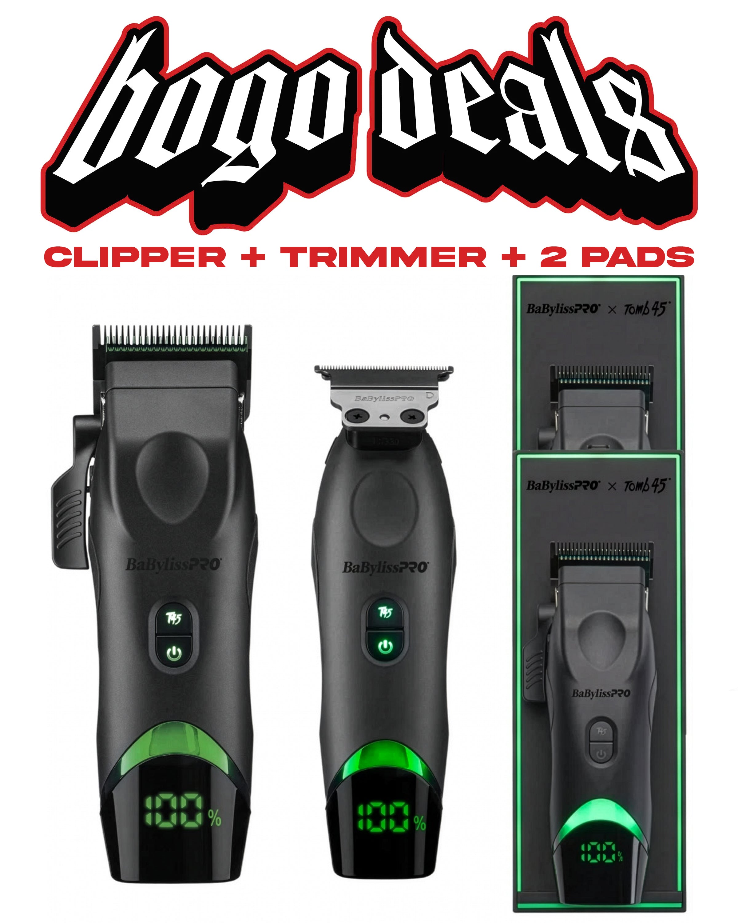 BaBylissPRO x Tomb45 Clipper + Trimmer + 2 Charging Pads