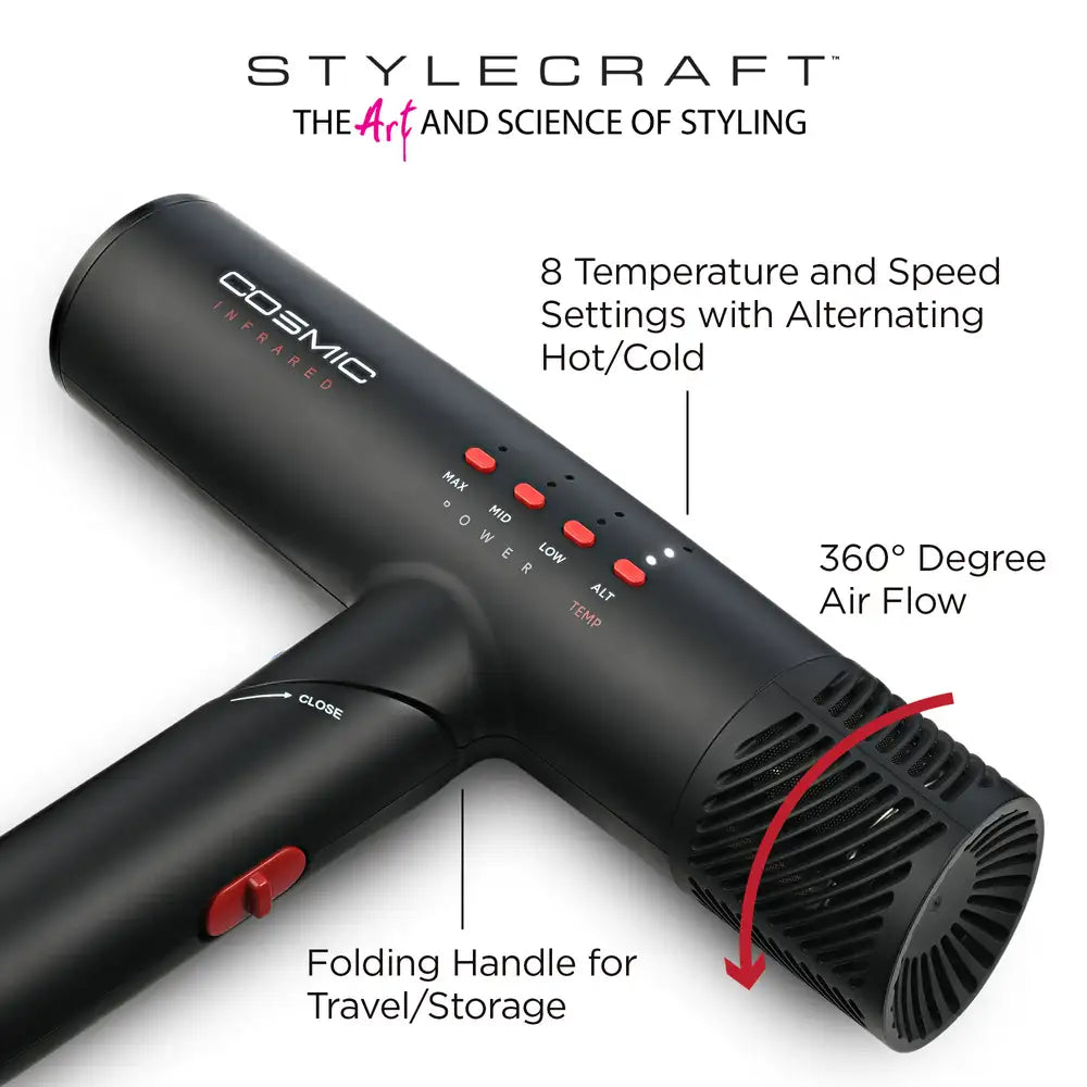 StyleCraft Cosmic - Professional Hair Dryer Digital Brushless Motor Ultra-Lightweight Infrared Technology