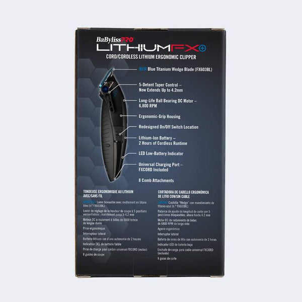 BaBylissPRO LithiumFX+ Matte Black Cord/Cordless Lithium Ergonomic Clipper