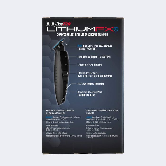 BaBylissPRO LithiumFX+ Matte Black Cord/Cordless Lithium Ergonomic Trimmer