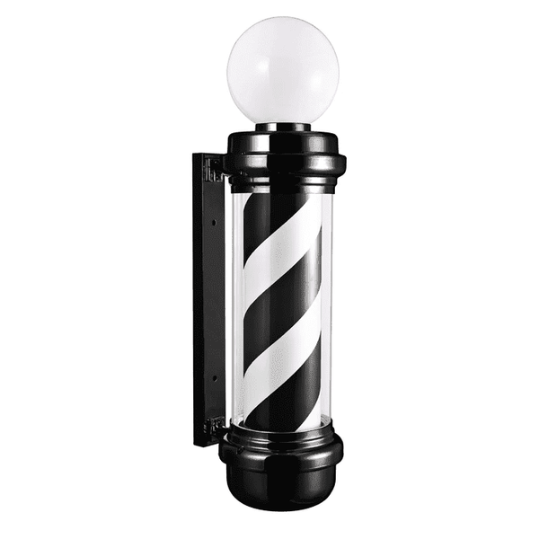 LED Barber Pole (Black/White Stripes) w/ Globe