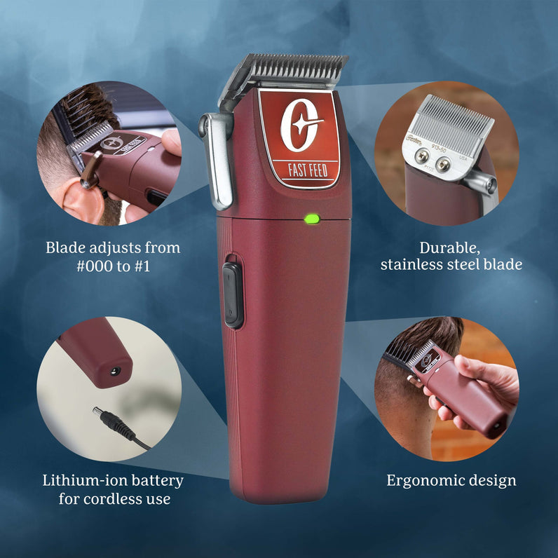 Oster® Professional Fast Feed® Cordless Clippers, Burgundy